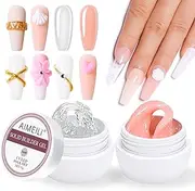 AIMEILI Solid Builder Gel 15gX2 PCS Clear Nude Nail Extension Gel Solid Sculpture Gel Hard Gel for Nails, Non-Sticky Hand Nail Carving Gel, Rhinestones Glue Gel, Gel Nail Builder Solid Nail Building Gel Nail DIY Charms Gel