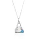 二手品 Tiffany&Co. 藍琺瑯愛心+立體包包墜飾925純銀項鍊