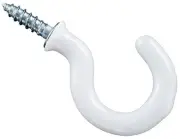 Cup Hook, White, Vinyl-Coated, 1-In., 30-Pk. -N119-728