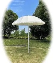 MNNM Beach Umbrella with Tilt, Garden Umbrella, Height Adjustable, Patio Umbrella with Fringe, Round Umbrella for Hotel, Balcony, Picnic