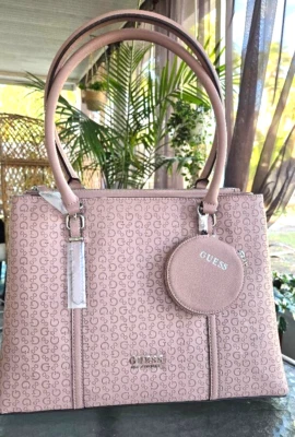 NWT GUESS Dusty Mauve Large Tote with Ear bud pouch Stylish, Rare Hi Demand