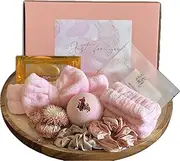 Bath Bomb Teen Spa Gift Set – Includes Organic bath bomb, Korean Face Mask, Eye Mask, Makeup Headband & Wrist Band Set, 2 Satin Scrunchies – Perfect Pampering Spa Kit for Teens – Ideal Gift for Birthdays, Holidays & More