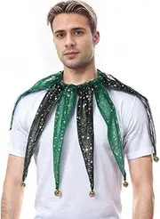 ANDHOM Christmas Collar for Decor Mesh Pointed Clown Collar Jester Neck Accessories with Jingle Bell Costumes