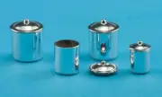 INTERNATIONAL MINIATURES 1" Scale Stainless Canister Set 3pcs Miniature IM65574