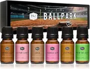 [P&J Trading] Ballpark Set of Scented Oils - Caramel Corn, Cotton Candy, Cola, Bubble Gum, Leather, Fresh Cut Grass Fragrance Oils for Candle Making, Soap Making, Diffuser Oil