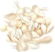 Shengsenfu 150 White Natural Cowrie Spiral Sea Shells for Jewelry Making, Craft Beads, Nautical Decor