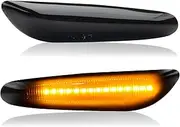 D-Lumina LED Side Marker Lights Turn Signal Lamp Assembly for BMW E90 E91 E92 E93 E46 E53 E60 E61 X3 E83 X1 E84 E81 E82 E87 E88 Side Marker, Smoked Lens Amber LED Side Marker Light, Pack of 2