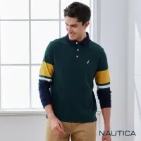 在飛比找momo購物網優惠-【NAUTICA】男裝 純棉撞色拼接長袖POLO衫(綠)