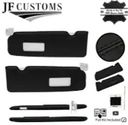 BLACK CROSS STITCH 2X SUN VISORS LEATHER COVERS+MIRROR TRIM FOR BMW 2 F22 F23 (for: BMW)