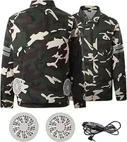 [GOODLUKY] Air-Conditioning Overalls, Fan Equipped Clothing Adult 5V USB Welding Labor Insurance Suits for Working in High-Temperature Environments,Camouflage,3XL/4XL