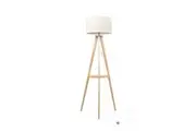 Emitto Tripod Floor Lamp with Shelf Wooden Modern Reading Light Night Home Decor