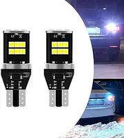Fluher 2 PCS Car T15 Reversing Light, 2835-15SMD High-brightness High-power Brake Light Fog Light, High Heat Dissipation CANBUS Errorfree Replacement Bulb, Universal for Car (White)