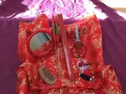 Classic Chinese Traditional Wedding set For Bride Red.Blushing Hair Very Lucky