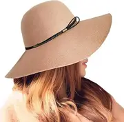 [ASSQI] Women's 100% Wool Foldable Wide Brim Retro Fedora Floppy Felt Bowler Hat