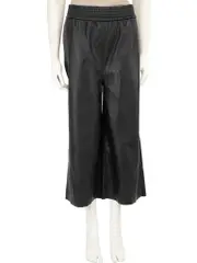 Black Vegan Leather Crop Trousers
