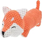 minkissy Puppy Teething Toy Squeaky Animal Fox Pet Chew Toy Dog Molar Toy Resistant for Dogs
