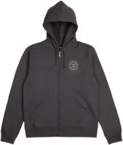 Brixton Oath Washed Black Gray Screenprint Zip Fleece Sweatshirt Men's Hoodie
