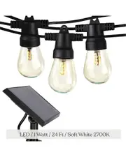 BRIGHTECH Ambience Pro 24' 12 Bulb LED Solar Powered String Lights