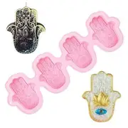 4 Cavities Hamsa Lotus in The Palm Silicone Soap Mold Khamsah Hamsa Hand