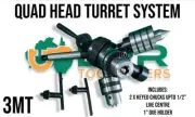 Tail stock Turret 4 head 3MT includes live center 1" die holder 2 Keyed Chucks