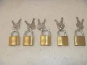 Cole 2" Keyed Padlocks Lot of 5 Heavy Duty Solid Brass