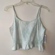 American Eagle Cotton Lettuce Leaf Ruffle Crop Tank Top Medium