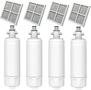 4X Fridge Water Filter Replacement for LG LT700P ADQ36006101 ADQ36006101S ADQ36006102 GF-L613PL GR-D730SL GR-L219CPL GF-L613PL5 GRD907SL GR-L219CSL GF-L650SL GR-D907SL with LT120F Air Filter