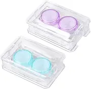 [Ipetboom] 2pcs Cute Lens Case Portable Lens Storage Box for Contacts Easy to Carry Cleaning Container for Travel Everyday Use