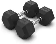 2 x 15kg Hex Rubber Coat Iron Dumbell Home Gym Strength Weight Commercial Grade