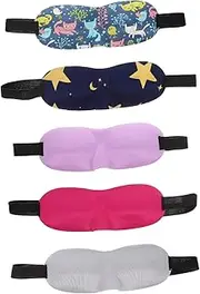 SAFIGLE 5Pcs Sleep Mask Breathable Lightproof Sponge Eye Cover for Comfortable Naps Sleeping Masks Grey Light