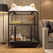 2/3 Tier Cat Cage, Large Cat Playpen, Cat Enclosures Indoor, Metal Kennels, Movable, Large Space, Breathable Iron Mesh, Pet Playpen(Black,Height47.7in)