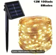 12m 100 LED, 8 Modes Solar Powered Warm White Fairy Lights