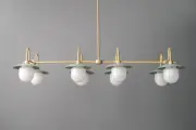 Mid-Century Modern Brass Ceiling Large Chandelier 8 Light Pendant Light Fixture