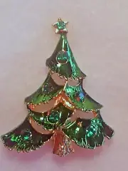 GREEN CHRISTMAS TREE CRYSTAL BROOCH MADE IN CZECH ALL GREEN CRYSTAL