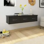 Wall Mounted Drawer Shelf Black Engineered Wood 88x26x18.5 cm Storage Solution