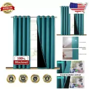 Elegant 84" Peacock Teal Blackout Curtains - Pair of Thermal Insulated Drapes