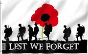 ANLEY Fly Breeze 3x5 Feet Lest We Forget Flag - Vivid Color and Fade Proof - Canvas Header and Double Stitched - Remembrance Day Flag Polyester with Brass Grommets 3 X 5 Ft