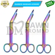 3 Lister Bandage Scissors 7.25" Multi Titanium Rainbow Color German Grade