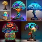 Vintage Stained Glass Plant Series Table Lamps Mushroom Creative Light Resin US