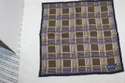 David Donahue men's Chocolate Brown Blue Geometric Pocket Square MSRP $75