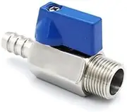 1pcs Hose Barb Mini Sanitary Ball Valve, 1/8" 1/4" 3/8" 1/2" BSP Male 8 10 12mm Homeb Rew SUS 304 Stainless Steel Blue Hanlde Ball Valves (Color : 10mm -2 Point)