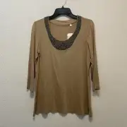 CHICO'S EGYPTIAN TOP/TEE CAMEL/GOLD CHICO’s Size 1 US M NEW