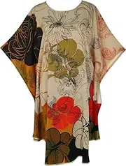[Kwedhonjh] Women's 100% Silk Pajamas, Silk Women's Bathrobes, Silk Kimono Robes, Doll Sleeves Bathrobes - Floral Pattern