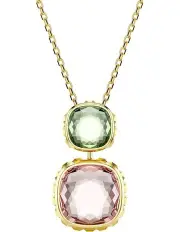 [Swarovski] Chroma Gold-Tone Plated Cushion Cut Pendant in Multi