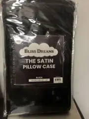 BLISS DREAMS THE SATIN PILLOW CASE 2 KING 20''X40'' BLACK PILLOW CASES