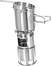 GAROZATION 1 Set Portable Camping Cookware Set Stainless Steel Cooking Pot and Stove for Outdoor Adventures Hiking and Picnics Non Stick Space Saving Design