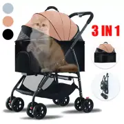 PORIYA Pet Stroller Dog Pram 4Wheels Large Cat Carrier Travel Foldable Pushchair