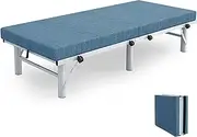 YVYKFZD Portable Camping Cots, Folding Camping Bed for Adults, Comfortable Single Sleeping Cots, Supports 661 lbs, for Tent Office Outdoor Travel (Color : Blue, Size : 194x120x46cm)