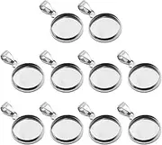 EXCEART 20pcs Trays Pendants Stainless Steel Round Cabochons Settings Bezels Base Blanks Charms Kit for Photo Necklace Bracelet Jewelry Making (Silver 30mm)