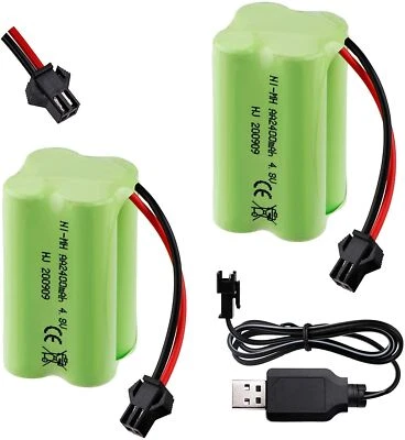 4.8V 2400mAh Battery Pack Battery SM-2P Plug with USB Charger for RC Car Truck